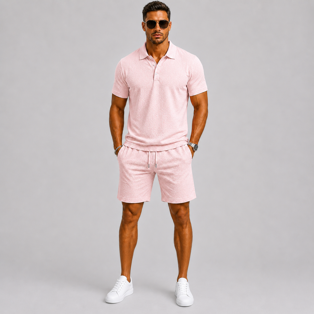 Men's Jacquard Shirt and Shorts Summer Set