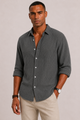 Men's Textured Cotton Shirt with Classic Fit