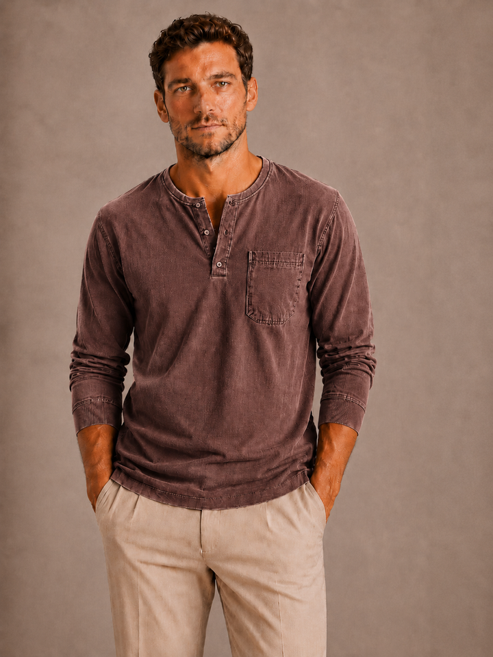 Men's Long-Sleeve Henley in Relaxed Fit