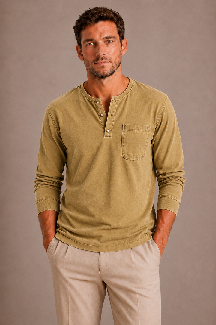 Men's Long-Sleeve Henley in Relaxed Fit