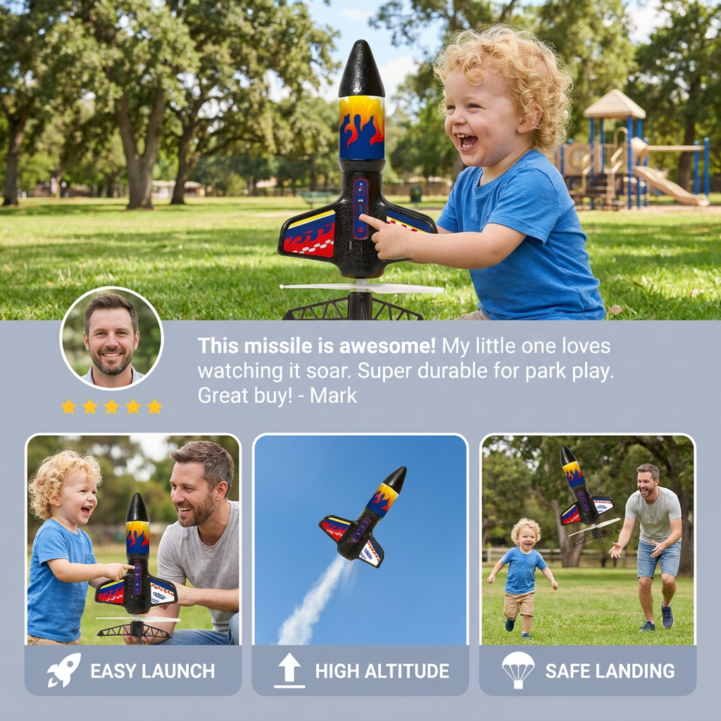 Children's Kung Fu Rocket with Parachute Light-Up Outdoor Sports Toy 3