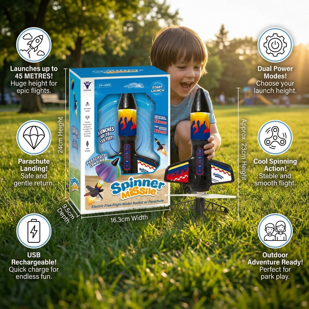 Children's Kung Fu Rocket with Parachute Light-Up Outdoor Sports Toy 5