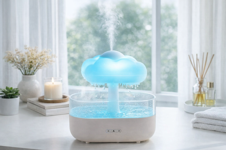 Raindrop mist essential oil diffuser in white - view 2
