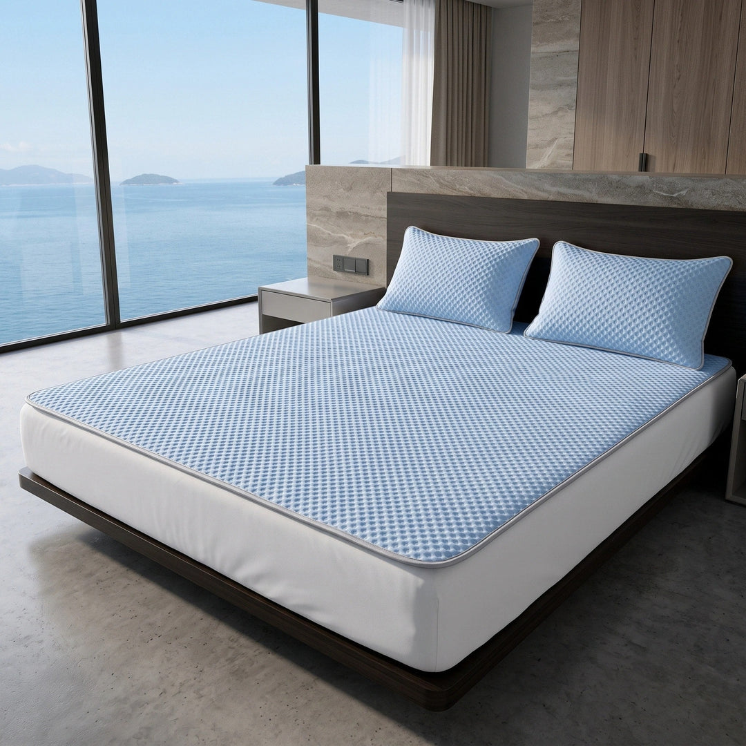 Cooling Ice Silk Mattress Pad - Breathable Washable Summer Bed Mat 1