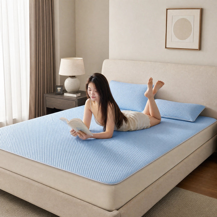 Cooling Ice Silk Mattress Pad - Breathable Washable Summer Bed Mat 4