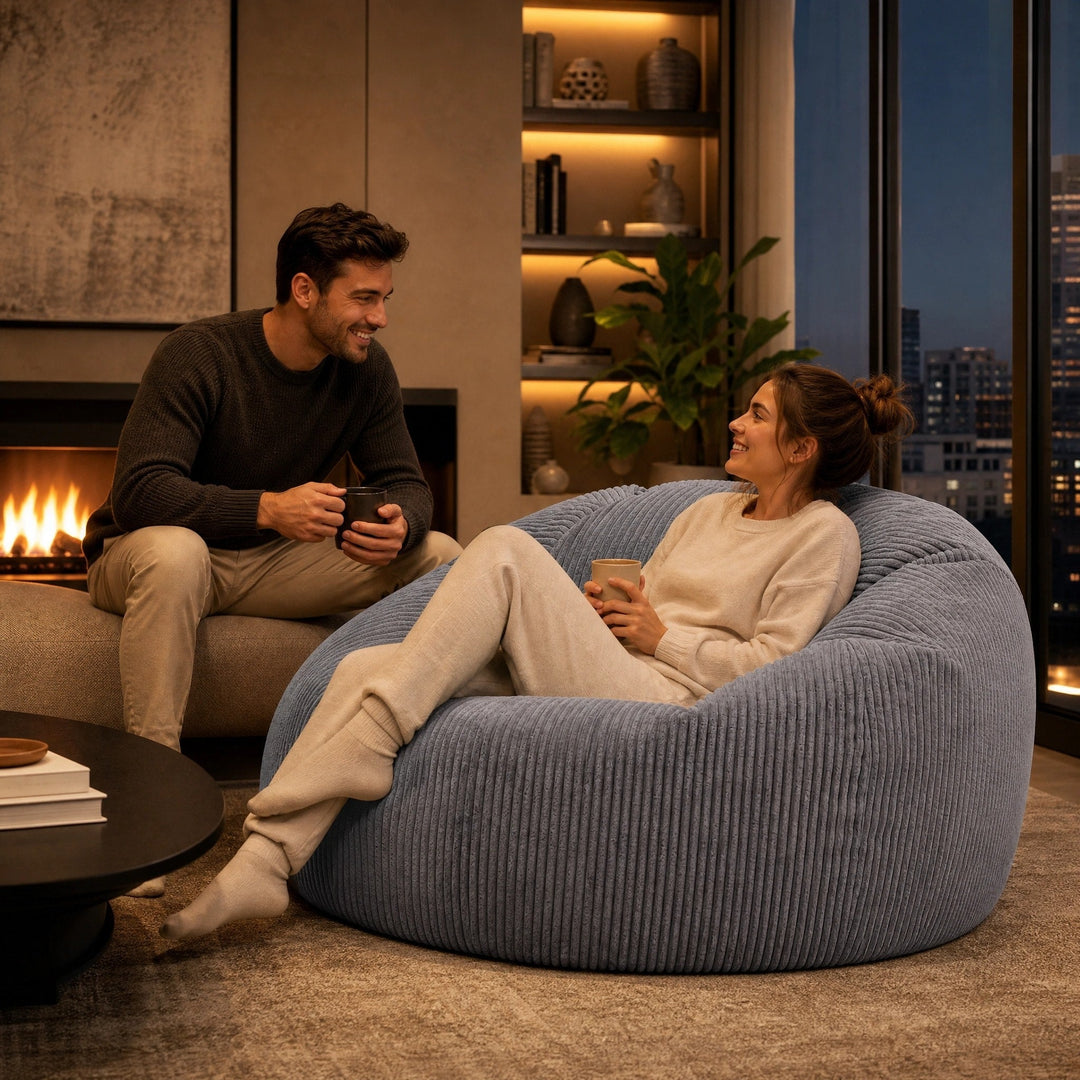 Corduroy Bean Bag Chair - Soft Lounge Seat for Living Room & Bedroom 6