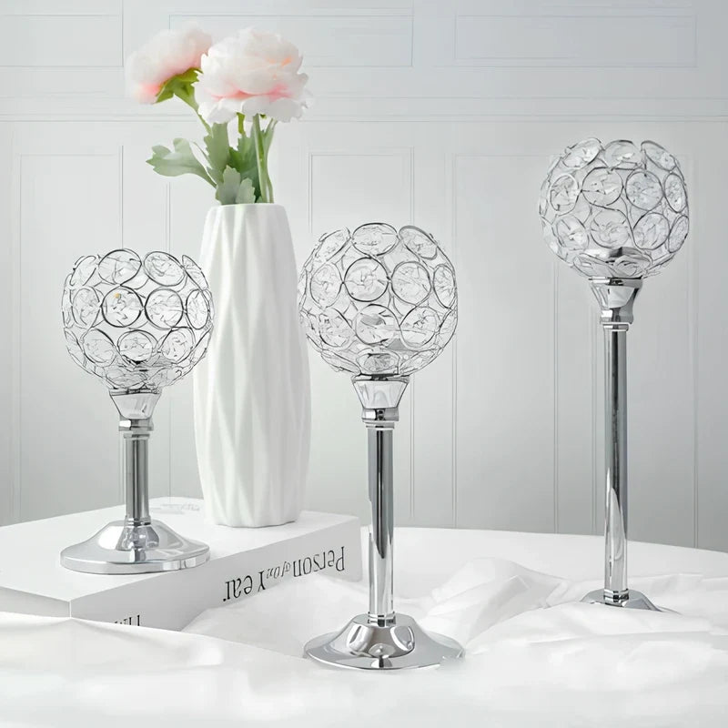 Candle Holder | Sparkling Crystal Design, Vintage-Inspired Elegance