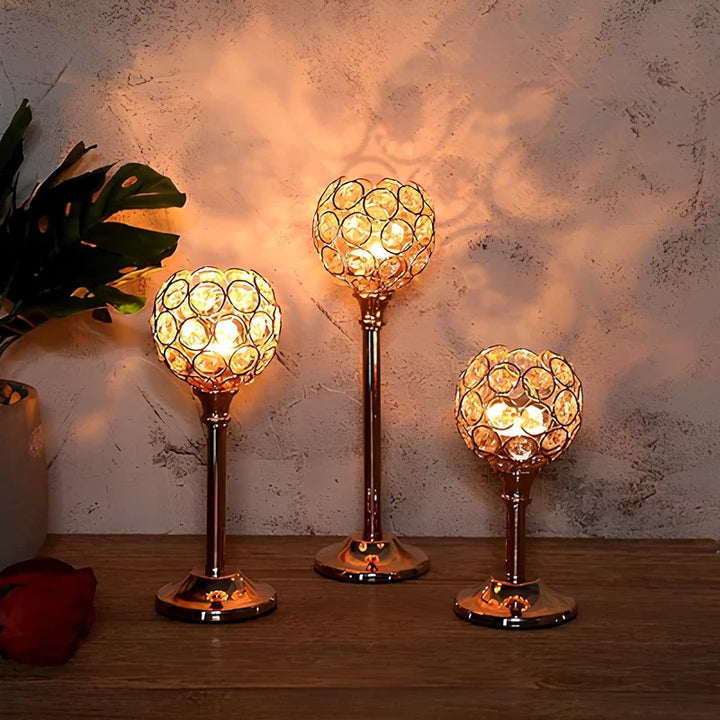 Candle Holder | Sparkling Crystal Design, Vintage-Inspired Elegance