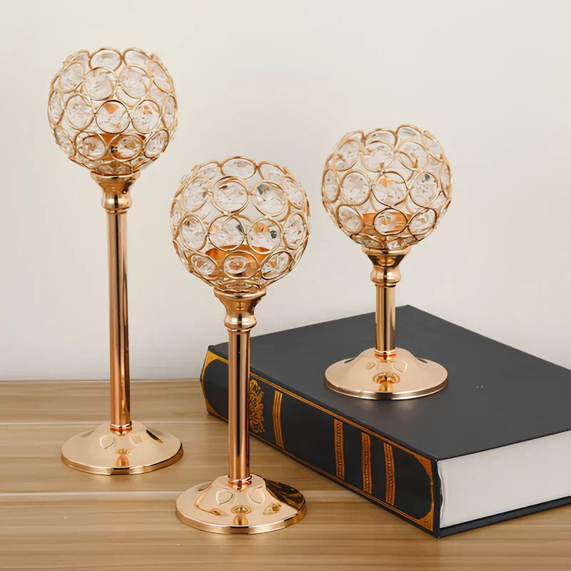 Candle Holder | Sparkling Crystal Design, Vintage-Inspired Elegance