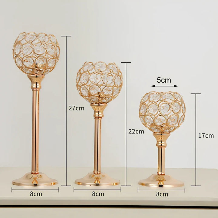 Candle Holder | Sparkling Crystal Design, Vintage-Inspired Elegance