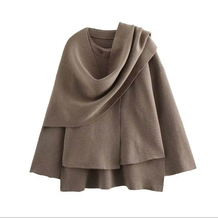 Women's Oversized Jumper for Autumn and Winter in Nude