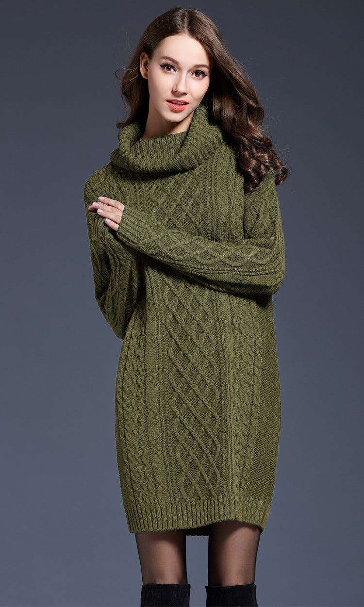 Women's Knitted Roll-Neck Winter Dress
