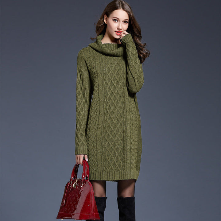 Women's Knitted Roll-Neck Winter Dress