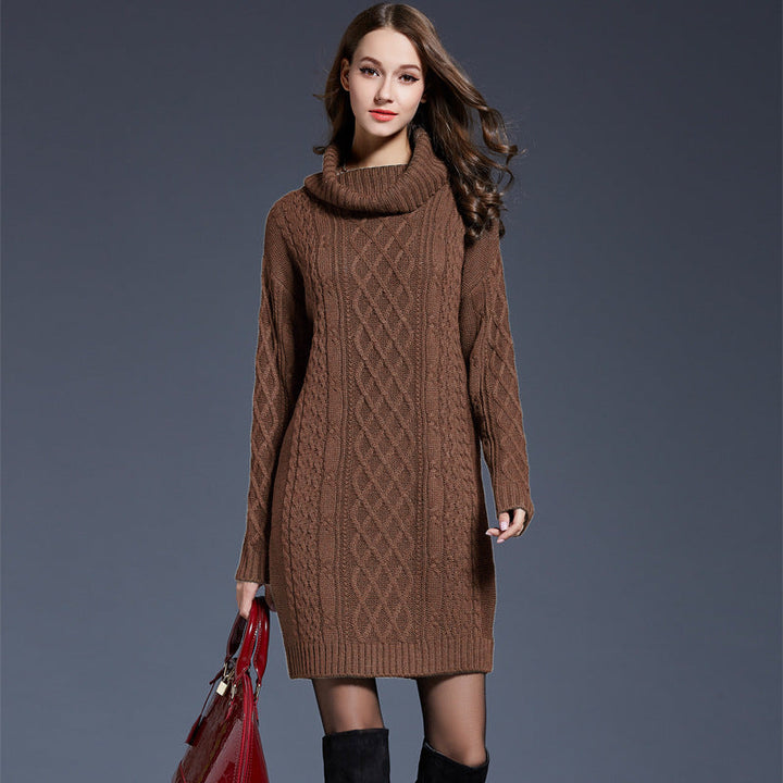 Women's Knitted Roll-Neck Winter Dress