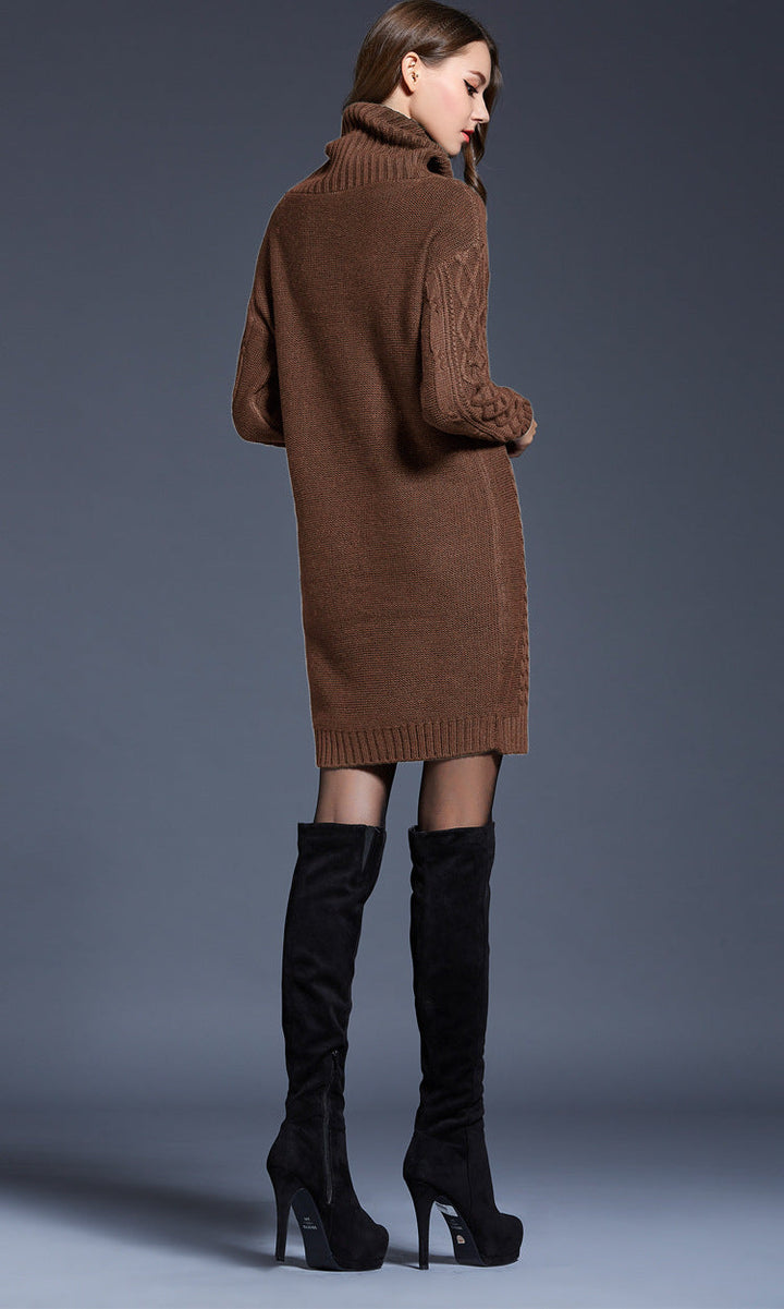 Women's Knitted Roll-Neck Winter Dress