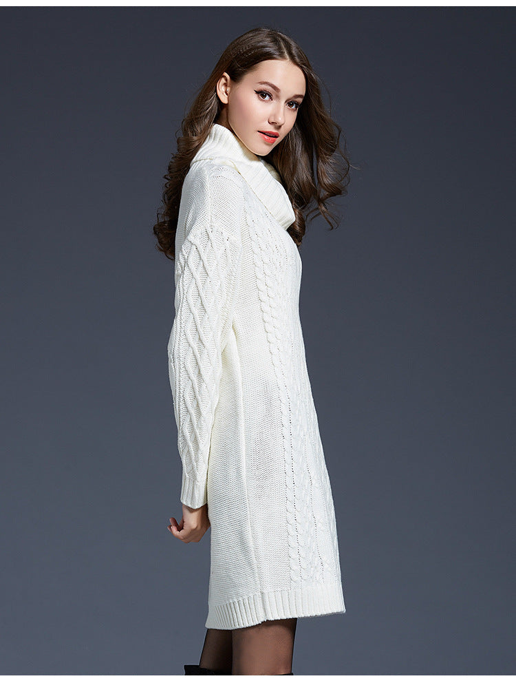 Women's Knitted Roll-Neck Winter Dress