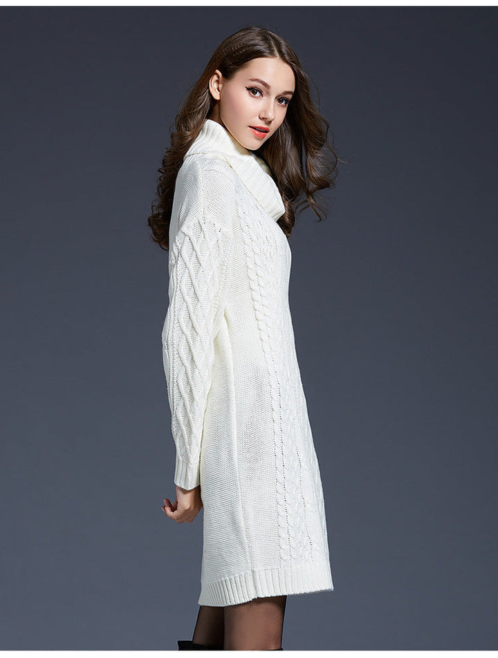 Women's Knitted Roll-Neck Winter Dress