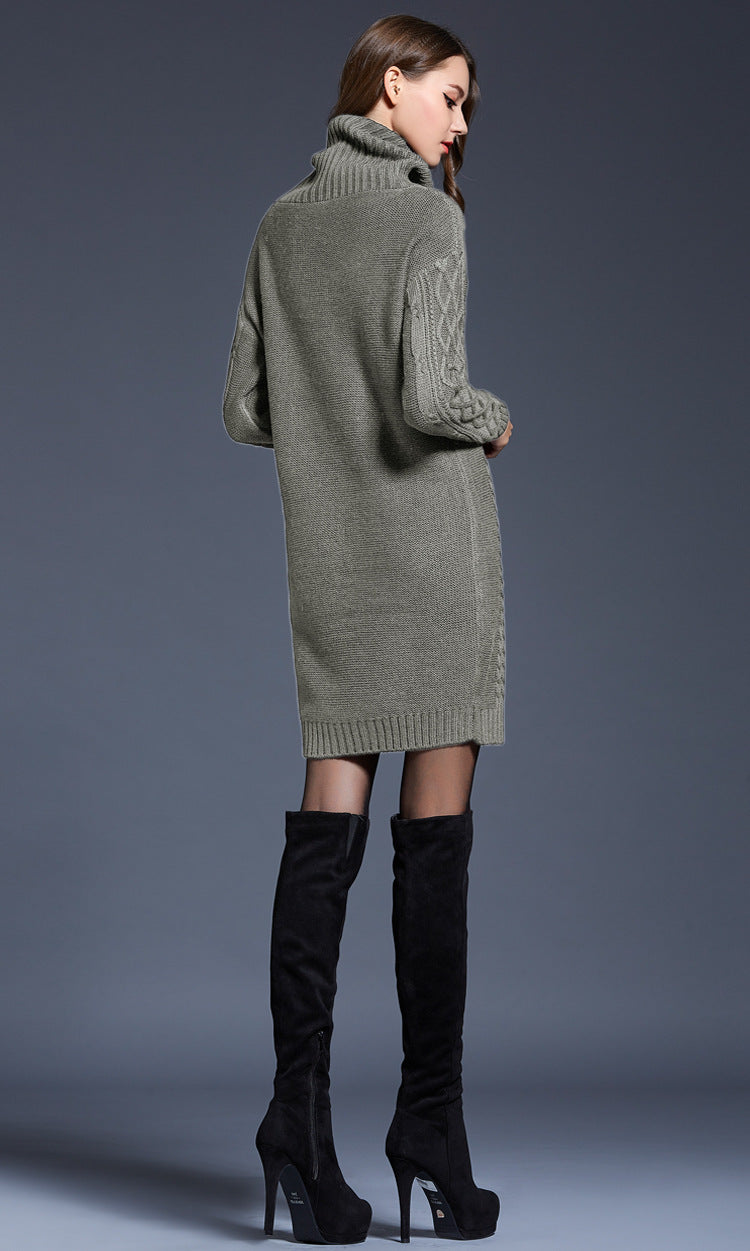 Women's Knitted Roll-Neck Winter Dress