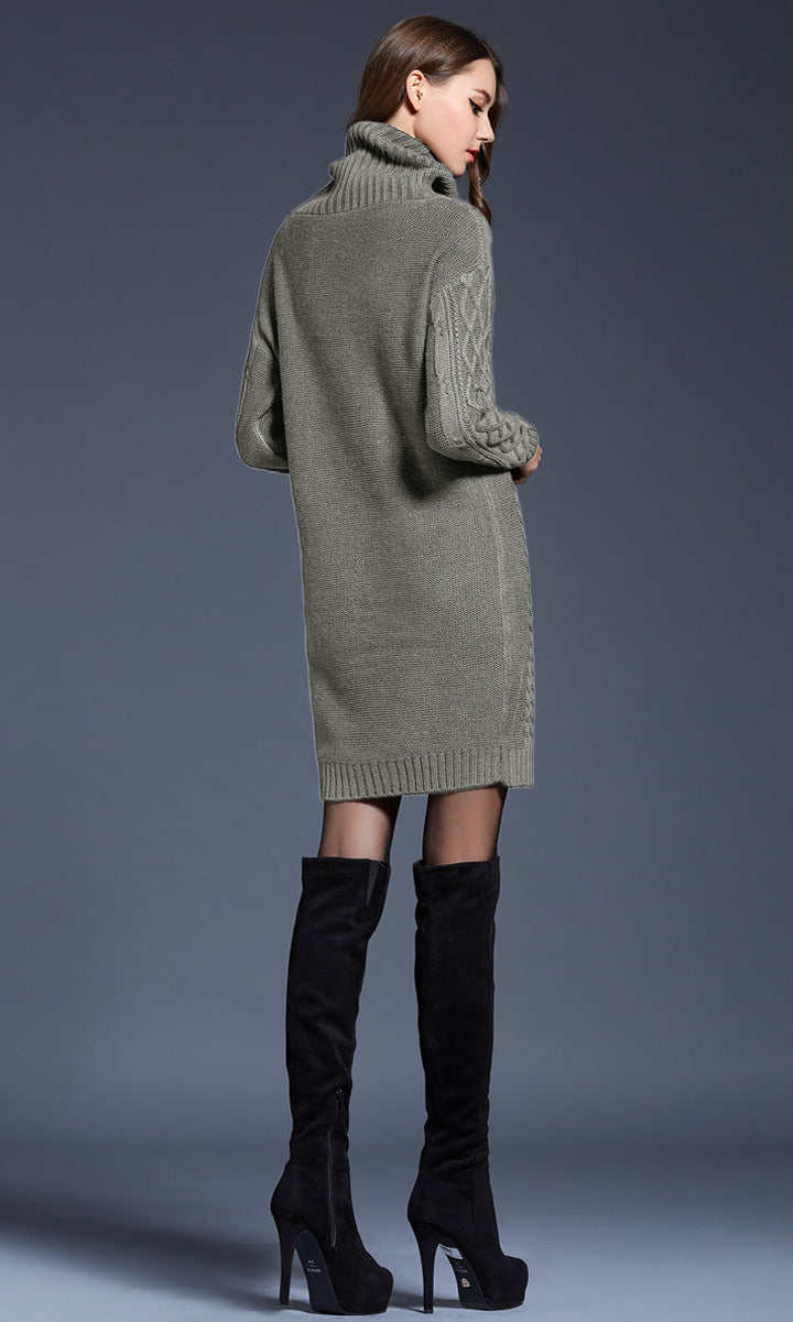 Women's Knitted Roll-Neck Winter Dress