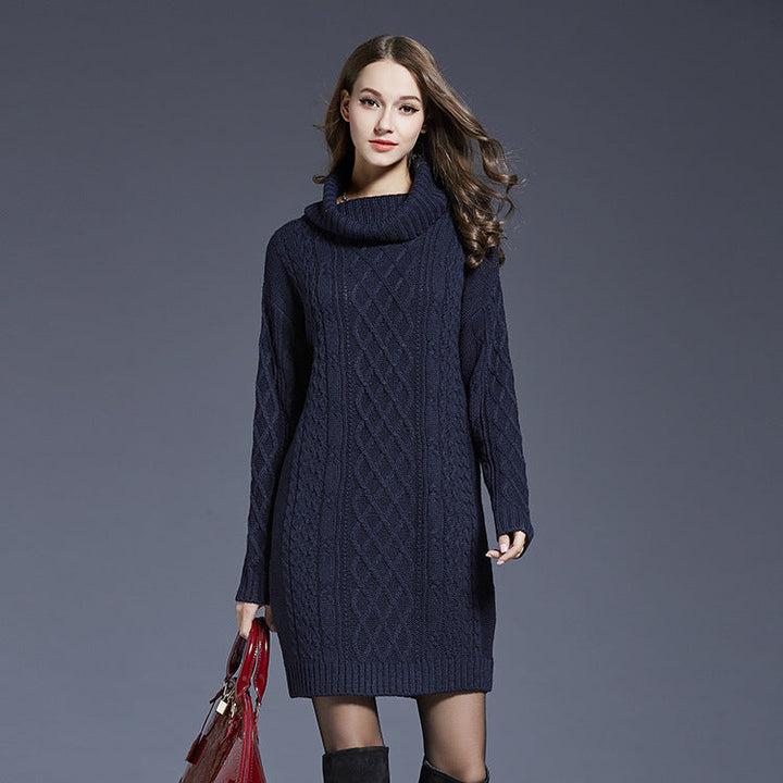 Women's Knitted Roll-Neck Winter Dress