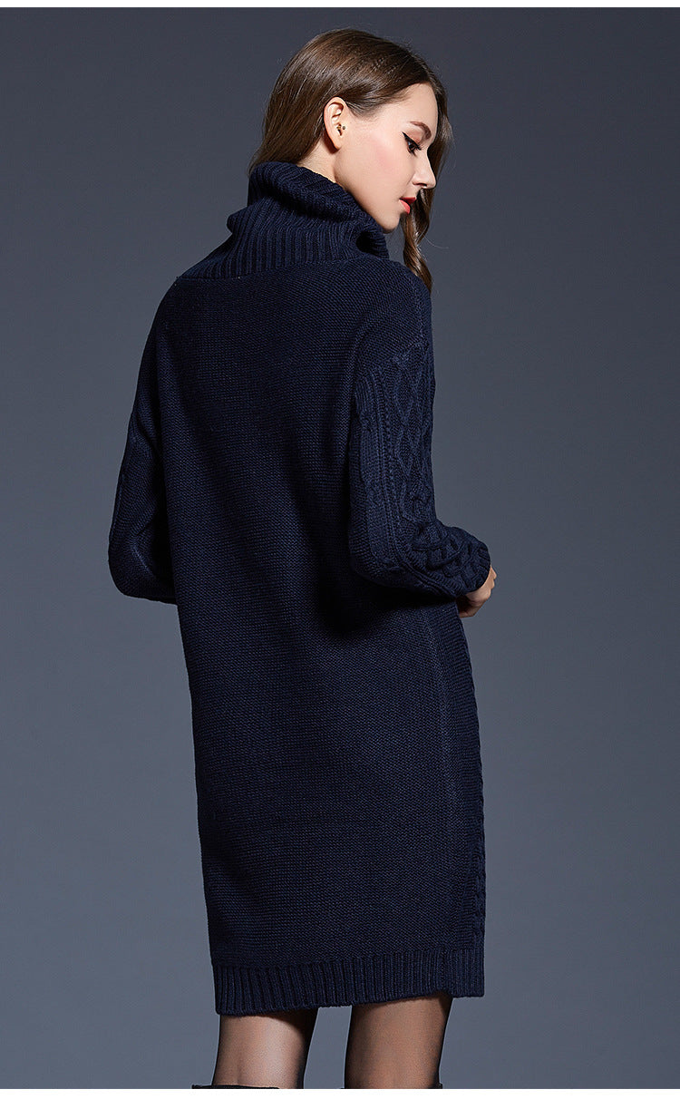 Women's Knitted Roll-Neck Winter Dress