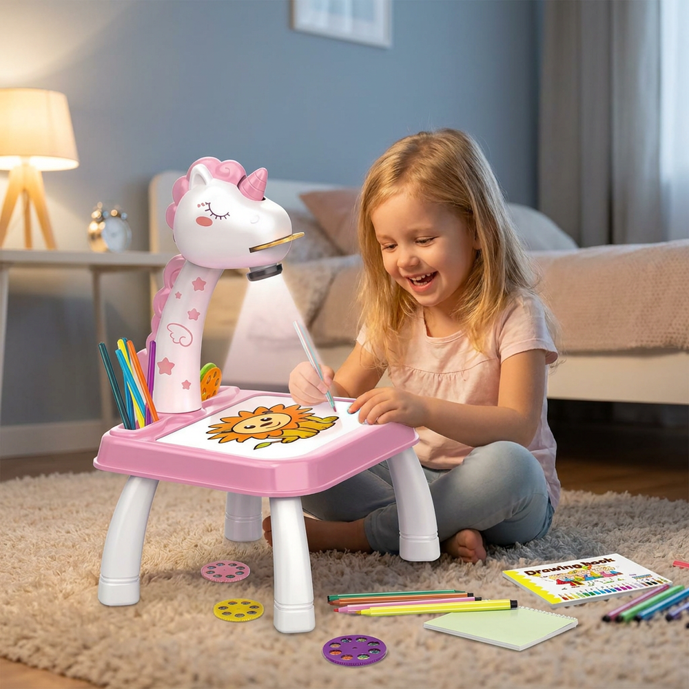Dinosaur Projection Drawing Table for Kids with Markers and Music 1