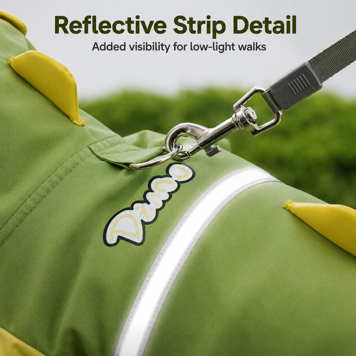 Dinosaur Dog Raincoat with Clear Visor Hood