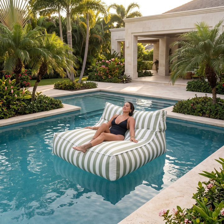 Double Bean Bag Pool Float Cover - UV Resistant Outdoor Lounge Cover 2