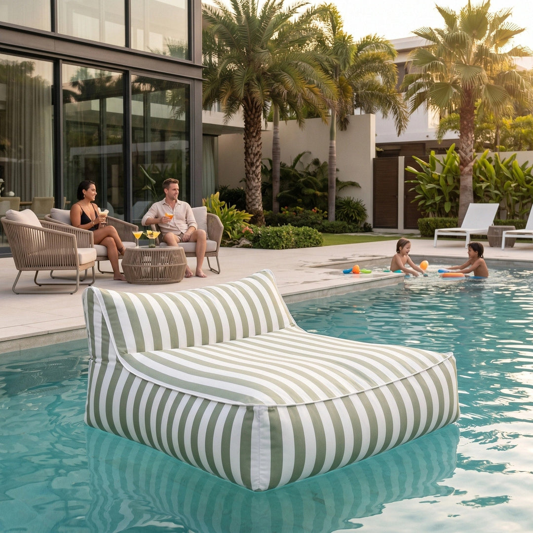 Double Bean Bag Pool Float Cover - UV Resistant Outdoor Lounge Cover 3
