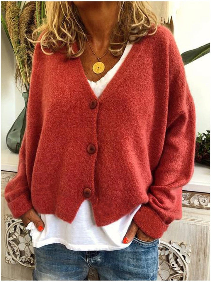 Women's Oversized Cardigan for Layering in Orange Red