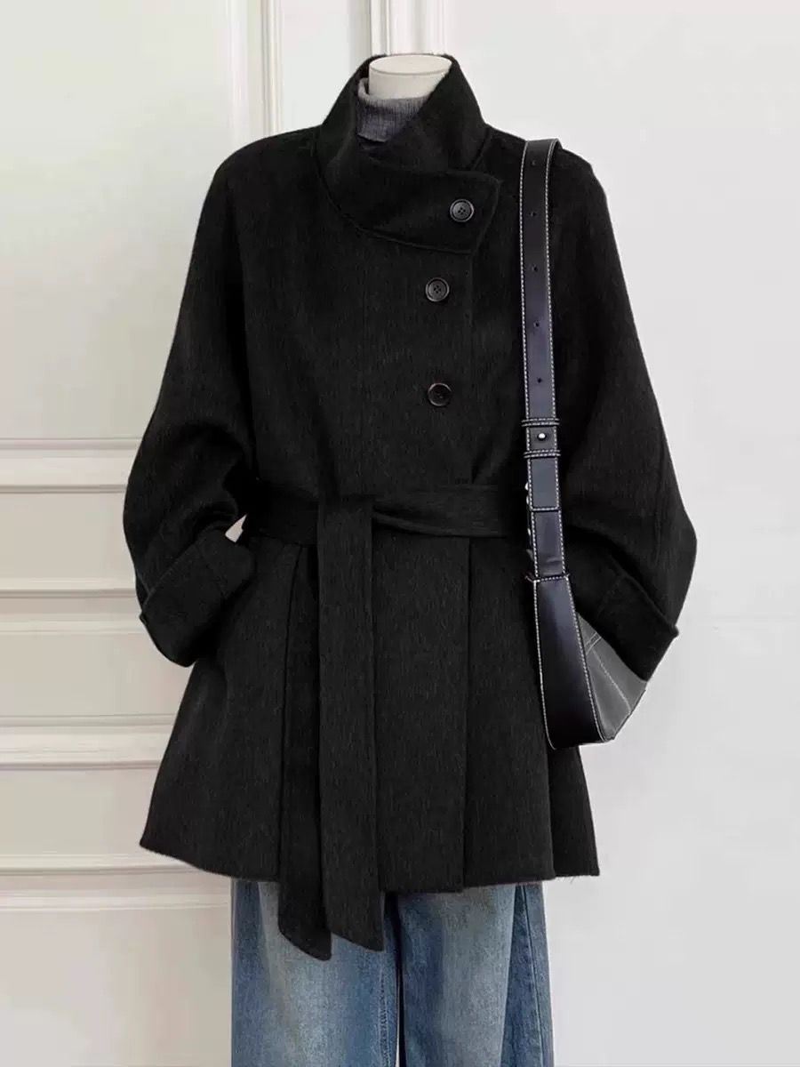 Belted Coat for Women in Brown in Black