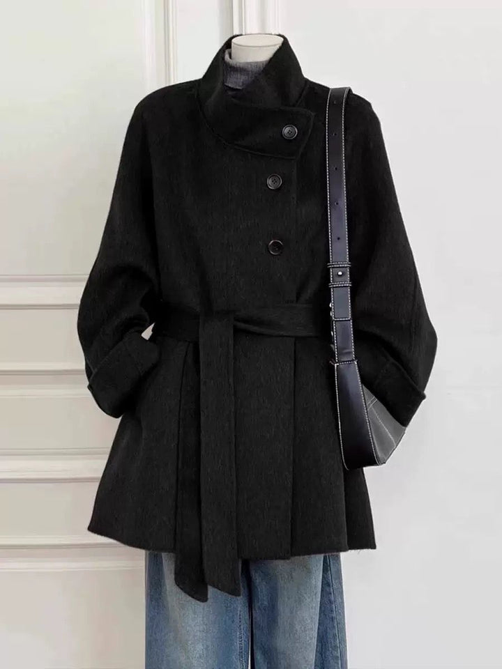 Belted Coat for Women in Brown in Black