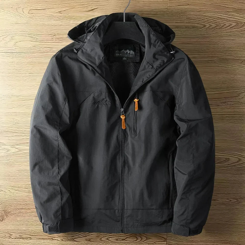 Lightweight Hooded Rain Jacket for Men with Zipped Pockets (1)