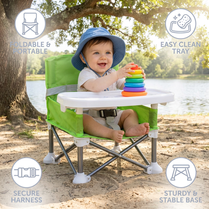 Foldable Baby Camping Chair with Tray for On the Go 3