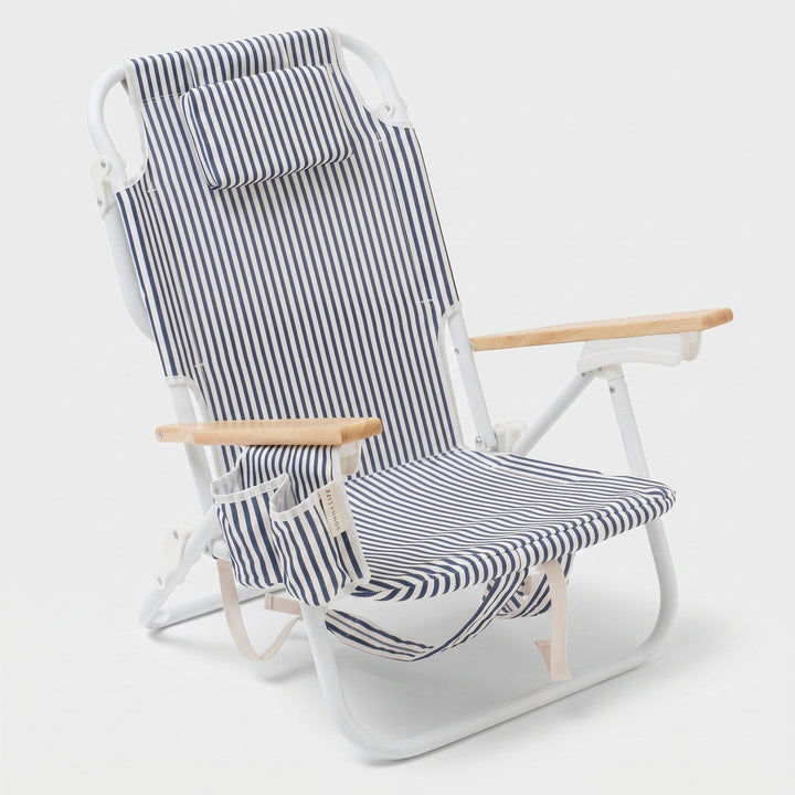 Folding Beach Chair with Cooler Pocket & Cup Holder - Portable Reclining Chair 1