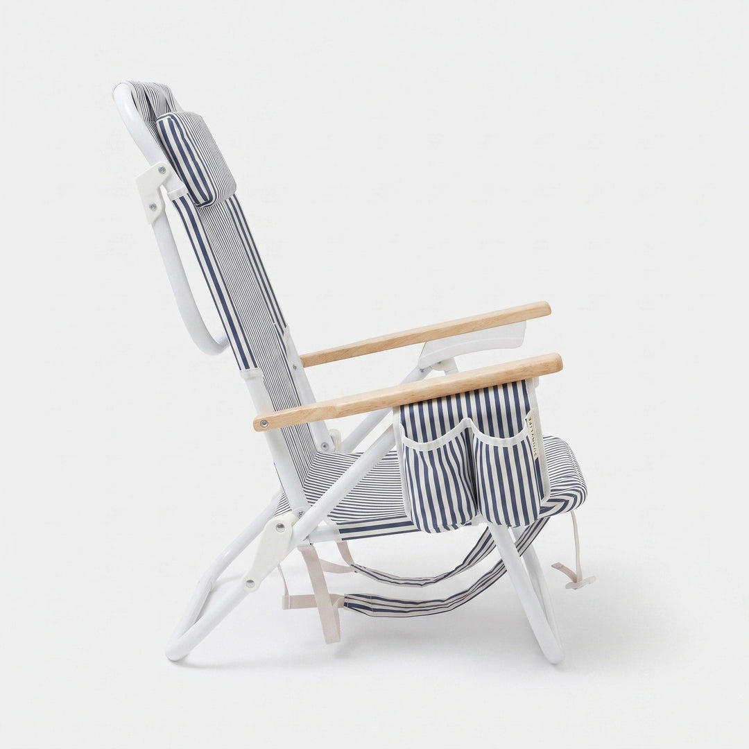 Folding Beach Chair with Cooler Pocket & Cup Holder - Portable Reclining Chair 3