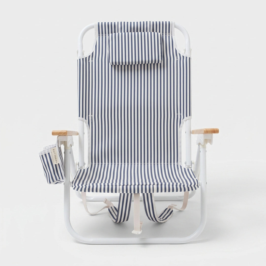 Folding Beach Chair with Cooler Pocket & Cup Holder - Portable Reclining Chair 4