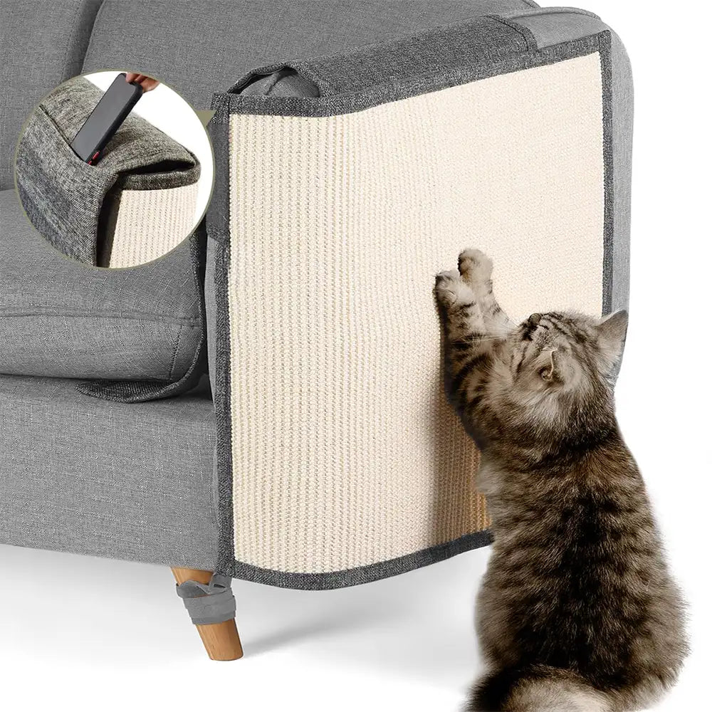 Fully Wrapped Cat Scratcher Mat Faux Sisal Sofa Armrest Protection for Cats 0