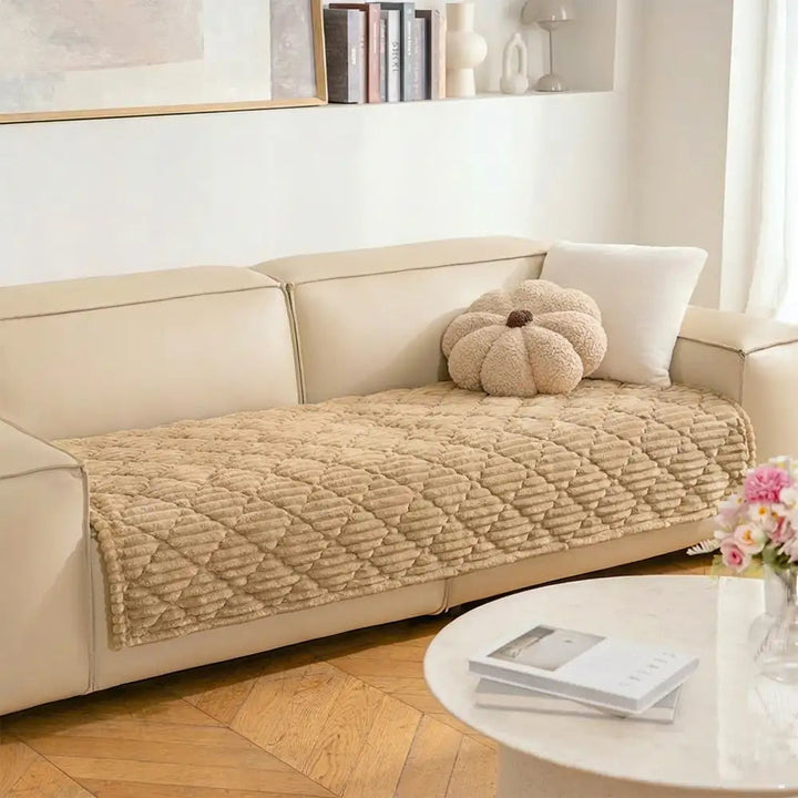 Washable Pet Sofa Protector Mat with Thick Plush Surface and Flannel Fabric