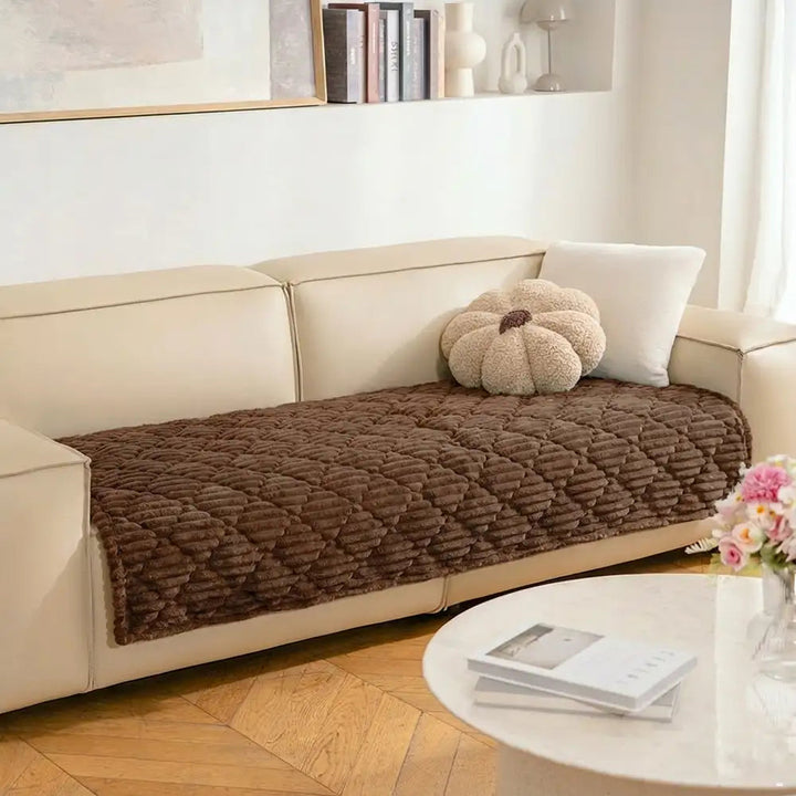Washable Pet Sofa Protector Mat with Thick Plush Surface and Flannel Fabric