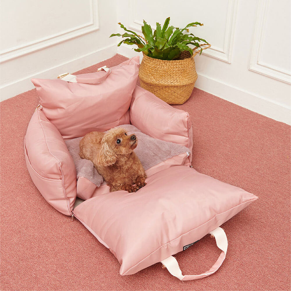 Portable Waterproof Dog Car Booster Seat with LATCH Anchors and Non Slip Base