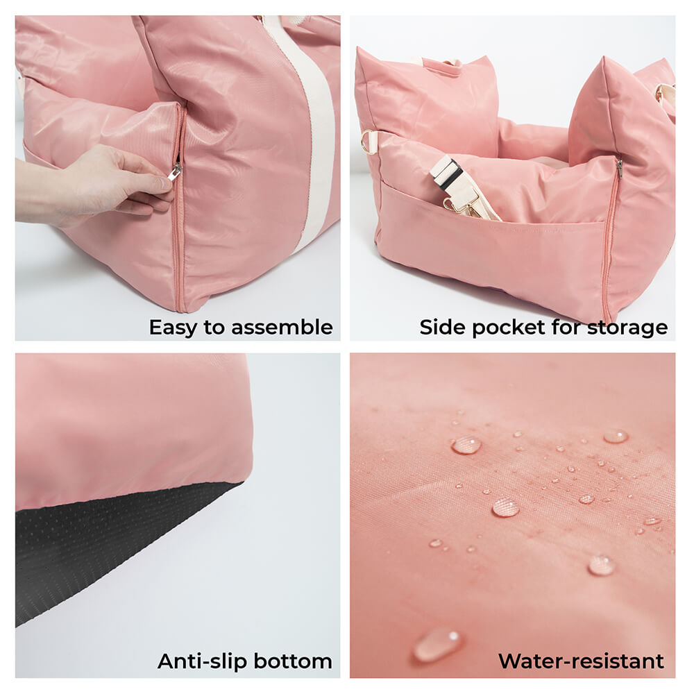 Portable Waterproof Dog Car Booster Seat with LATCH Anchors and Non Slip Base
