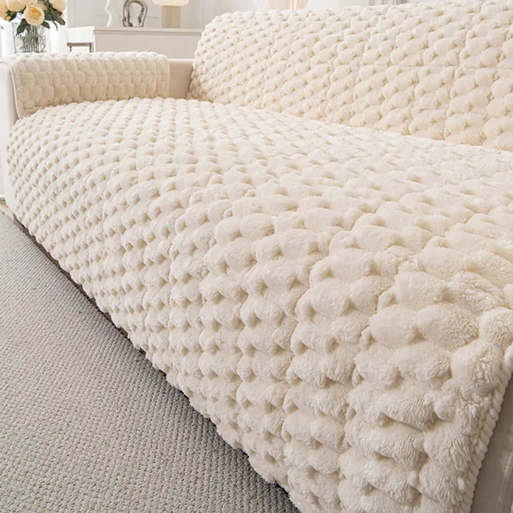 Plush Sofa Cover | One Piece Non Slip Couch Cover, Machine Washable
