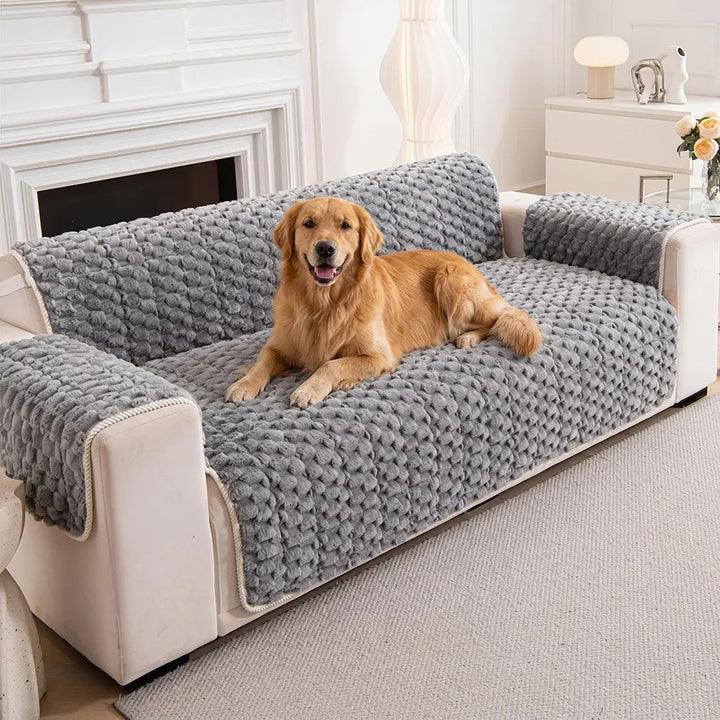 Plush Sofa Cover | One Piece Non Slip Couch Cover, Machine Washable