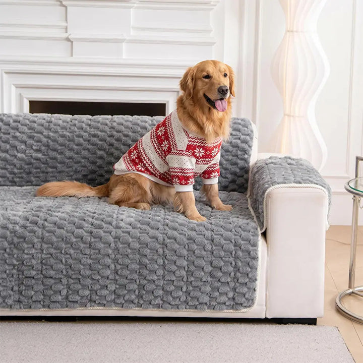 Plush Sofa Cover | One Piece Non Slip Couch Cover, Machine Washable