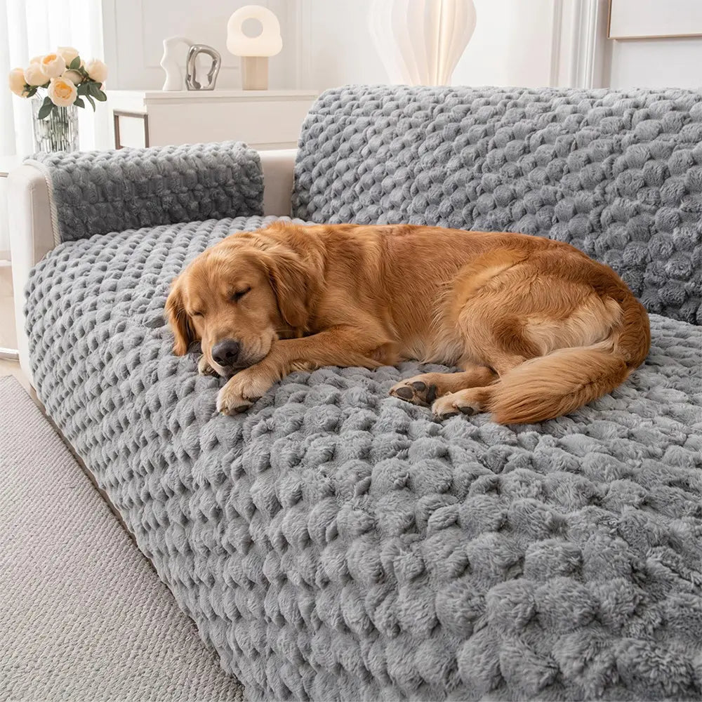 Plush Sofa Cover | One Piece Non Slip Couch Cover, Machine Washable