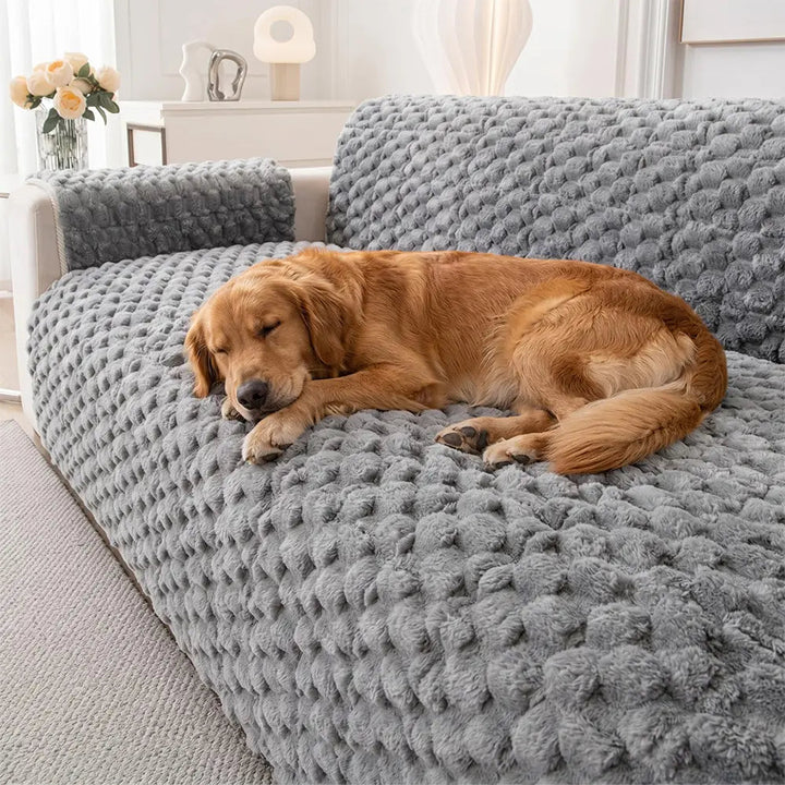 Plush Sofa Cover | One Piece Non Slip Couch Cover, Machine Washable