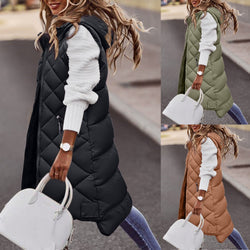 Women's Long Quilted Sleeveless Winter Gilet