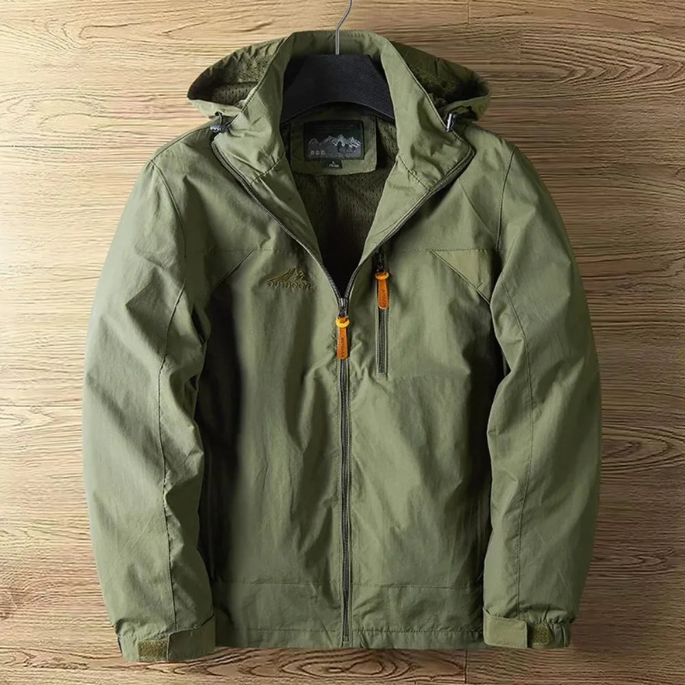 Lightweight Hooded Rain Jacket for Men with Zipped Pockets (2)