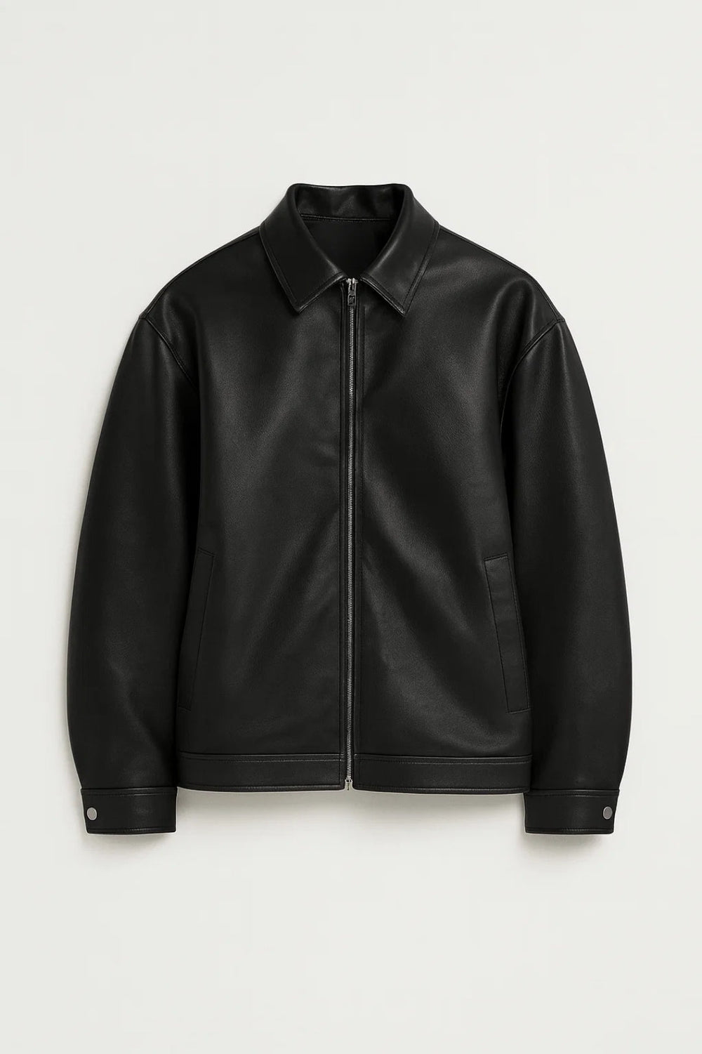 Zip-Through Oversized Leather-Look Jacket for Men, image 2
